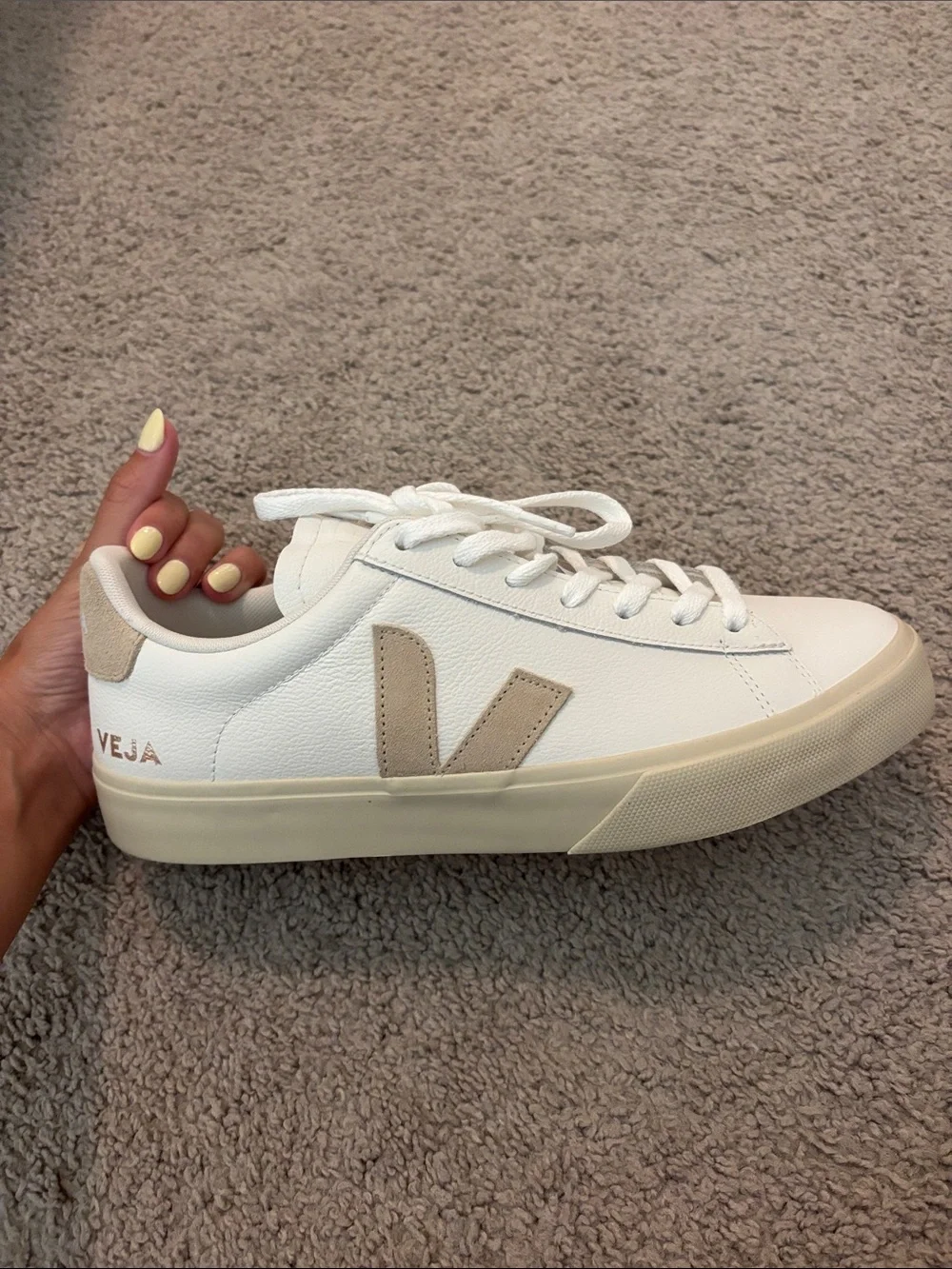 Veja White Leather Sneaker with Tan Accents
